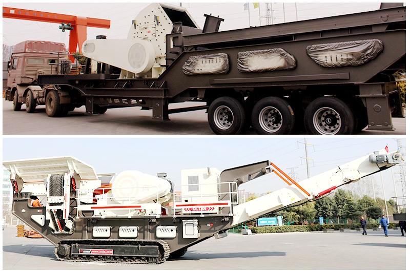 中型流動(dòng)碎石機(jī)有履帶式、輪胎式